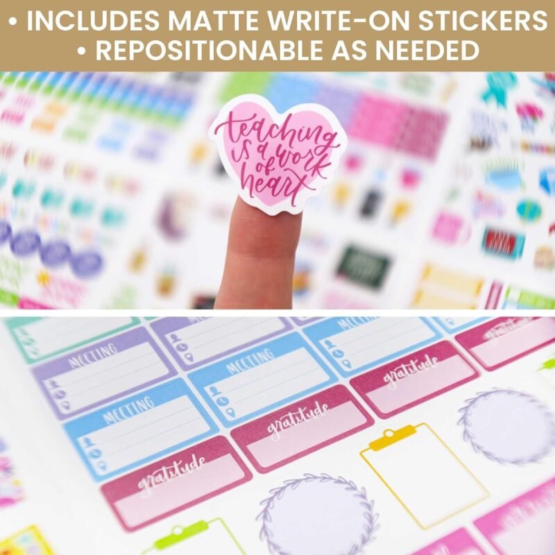 bloom daily planners New Teacher Planner Sticker Pack - School Themed Planning Stickers for Teachers, Educators, Homeschoolers, etc.- 8 Sheets/586 Stickers per Pack! - Image 6