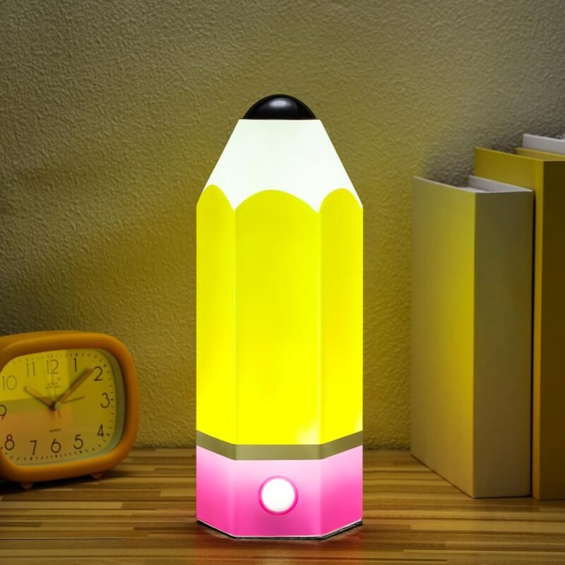 VIHOSE Classroom Pencil Lamp, Glass LED Design, Adjustable Multicolor Night Lights for Back to School Gifts Classroom Elementary Teachers Desk Garden Bedroom Table Decoration - Image 5