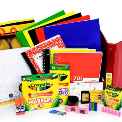 Elementary School Essentials Bundle | 1 Box - 91 Pieces per Box | School Supply Boxes - Back to School Essentials | Includes Binders, Folers, Notebooks, Filler Paper, Pencils, Notecards, Pens, & More