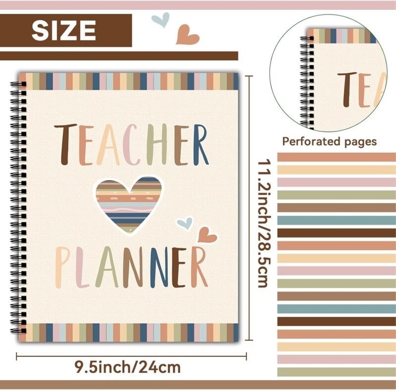 Boho Teacher Planner Rainbow Teacher Plan Book School Year Planner With Lesson Plans Colorful Stickers New Undated Teacher Lesson Planner For Classroom or Homeschool 9''X11'' (color, 135 pages) - Image 2