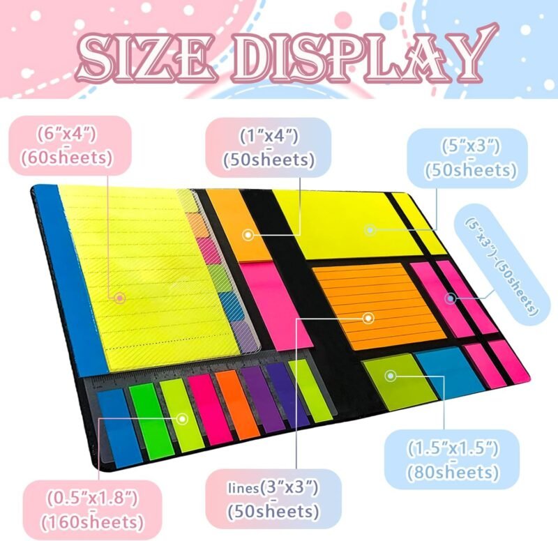Sticky Notes Set 710 Pack, Divider Sticky Notes Tabs, Office Supplies, Planner Sticky Note Dividers Tabs, Book Notes, Back to School Supplies (710pcs) - Image 2