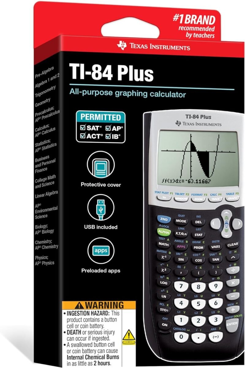 Texas Instruments TI-84 Plus Graphics Calculator, Black 320 x 240 pixels (2.8" diagonal) - Image 6