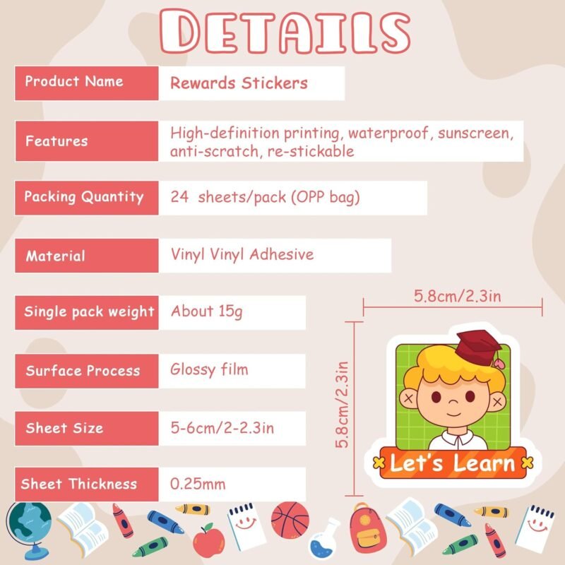 OHOME Back to School Supplies | 480 PCS Vinyl Teacher Reward Motivational Stickers for Kids - Teacher Must Haves Supplies Stuff Essentials Games Toys Gifts for First Day of School Classroom Students - Image 6