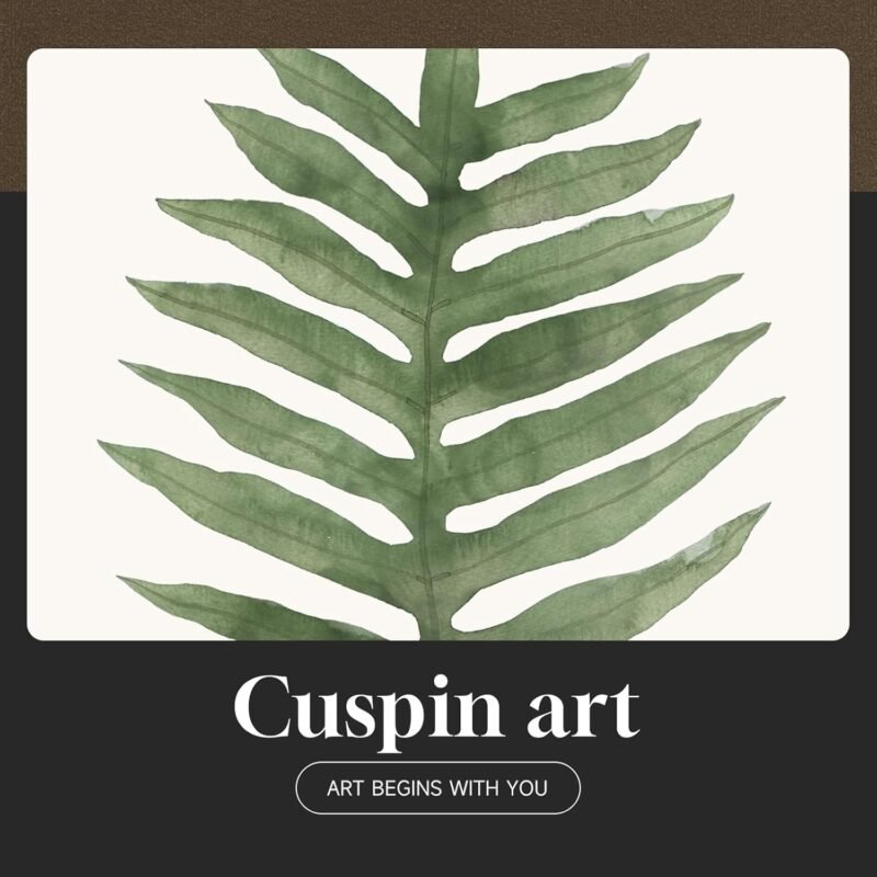 Framed Green Nature Botanical Wall Art, Set of 6 Minimalist Plant Leaf Painting Prints Artwork, Natural Fern Leaves Picture for Modern Farmhouse Living Room Bedroom Bathroom Kitchen Home Decor, 11x14 - Image 7