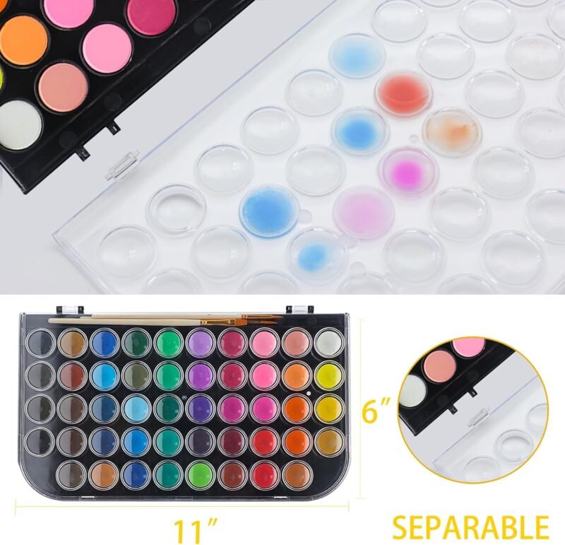 Artecho 48 Colors Watercolor Cake Set with 3 Brushes, Washable, Travel Design, Perfect for Card Making, Illustrations, Painting, Calligraphy - Image 4