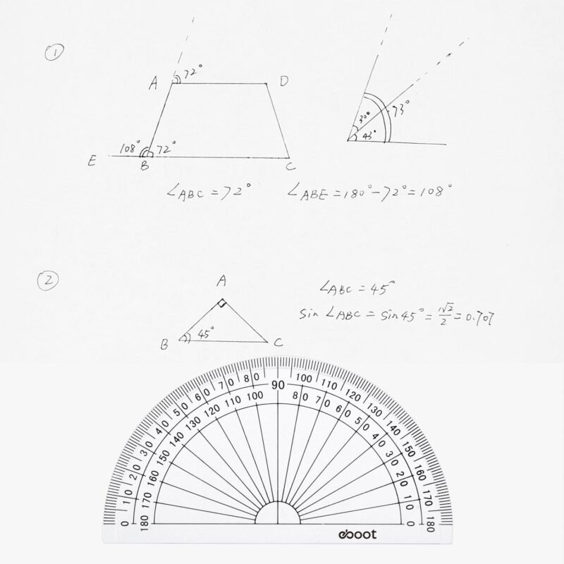 EBOOT 50 Pcs Math Protractors Plastic Protractor 180 Degrees, 4 Inches(Clear) - Image 5
