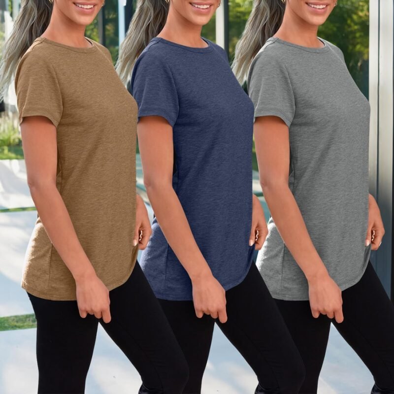 SUNBS Womens 3 Pack T-Shirts Short Sleeve Summer Tops Fashion Basic Tees Comfy Casual Vacation Outfits Workout Clothes 2025 - Image 3