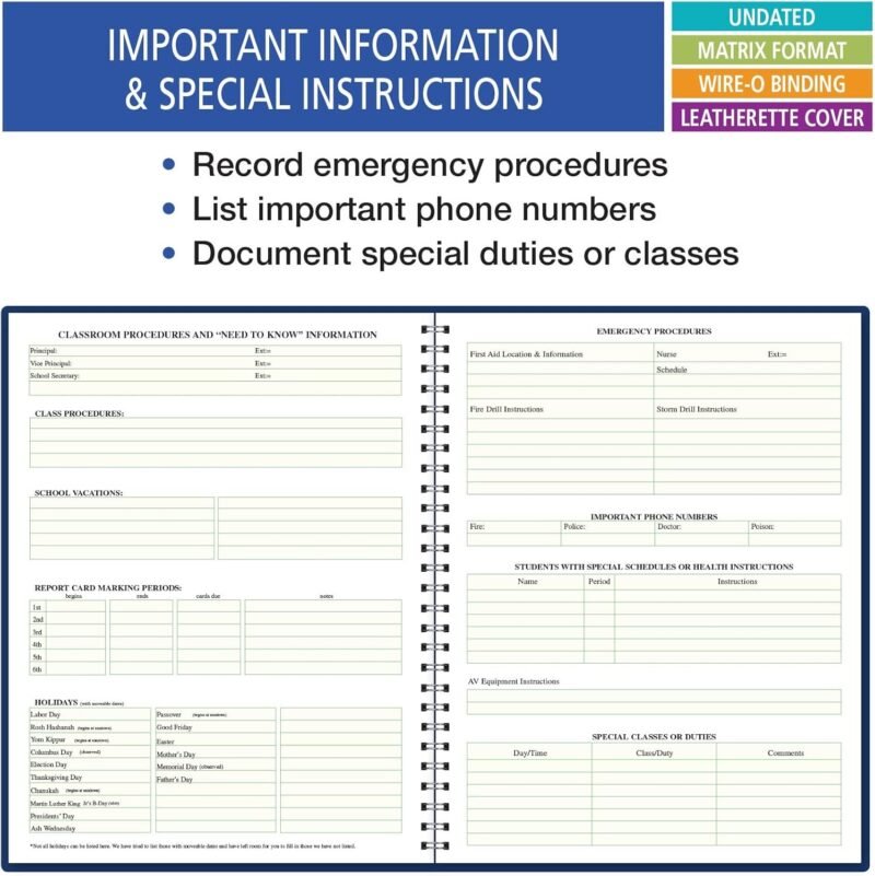 Elan Publishing Company 7 Period Teacher Lesson Plan; Days Horizontally Across The Top (W101) - Image 6
