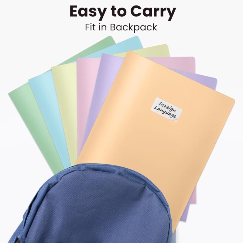 Sooez 6Pack Folders with Pockets, Pastel Colors, Heavy Duty Pocket Folders, Plastic Folders with Pockets, 2 Pocket Folders Bulk, Aesthetic File Folders, Back to School Office Filing Supplies - Image 5