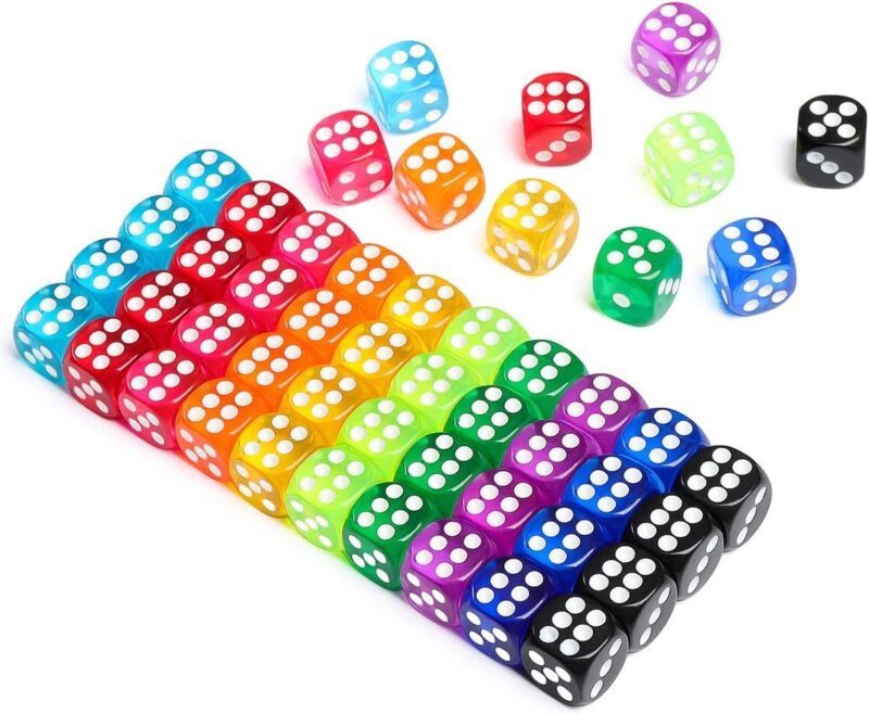 50 Pieces Dice Set, 14mm Bulk 6 Sided Colored Dices for Board Games, Math Learning,Classroom - Image 4
