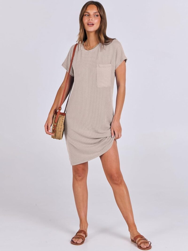 ANRABESS Womens Casual Summer Ribbed Knit Tunic Tshirt Mini Dresses 2025 Trendy Crewneck Short Sleeve Beach Loose Shift Dress - Image 6