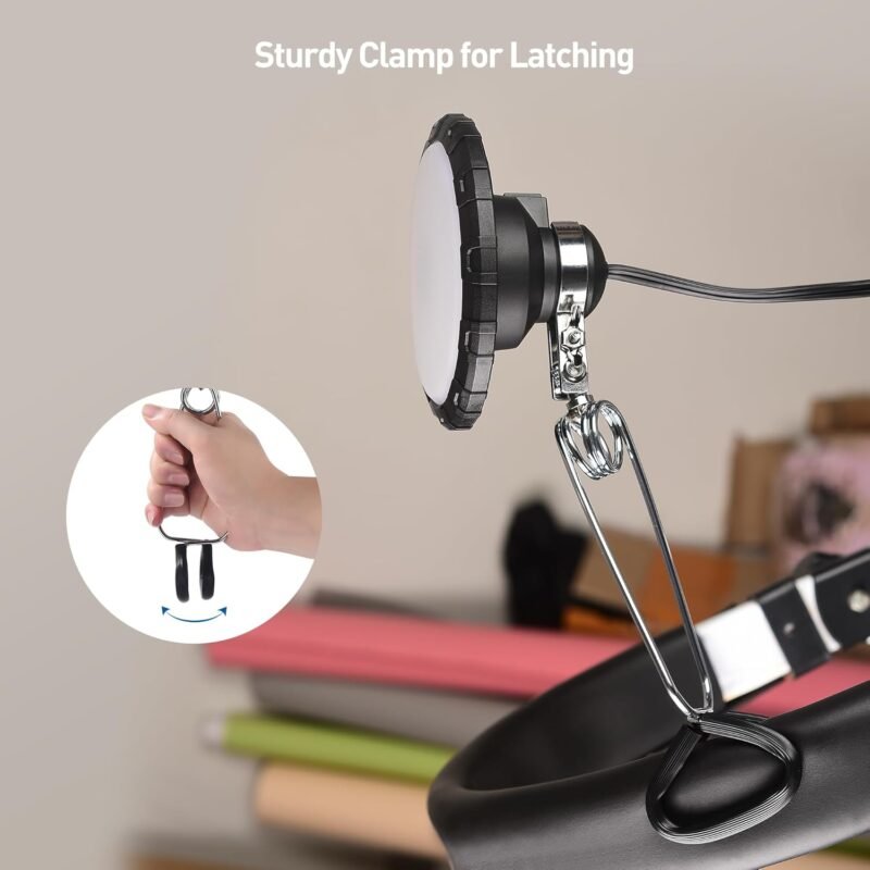 [ETL Certified] Cable Matters Portable LED Clamp Light for Workshop, Clamp On Light (LED Clamp Work Light) with 6 feet Cord, 800 Lumens, 9.5Watts, 5000K Daylight - Image 3