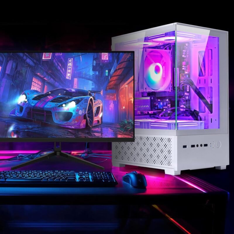 LXZ Desktop PC Computer AMD Ryzen 7-5700G 8 core 3.9GHz, 16G DDR4 RAM, 512GB NVME SSD, Tower Computer with Power Supply 400W for Home and Office (White) - Image 4