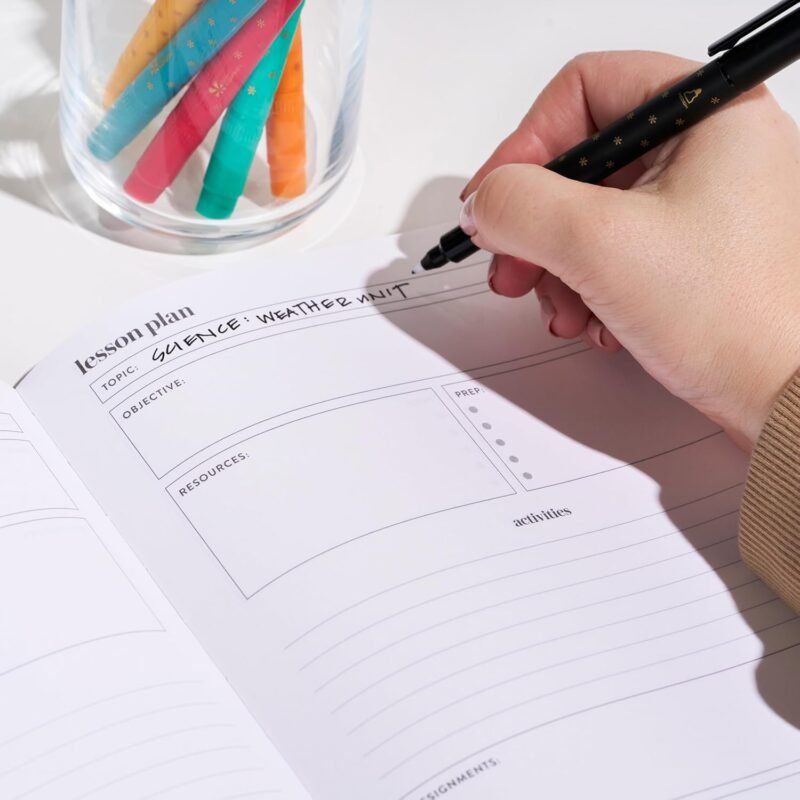 Erin Condren Teacher Workbook, Teacher Planner Companion, Lesson Planning Notebook, Layflat and Lightweight Japanese-Style Notebook, Stylish Minimal Linen Texture Covers - Image 3