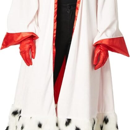 Cruella De Vil Coat Costume Accessory with Gloves, Official Disney Cruella Coat and Gloves Set