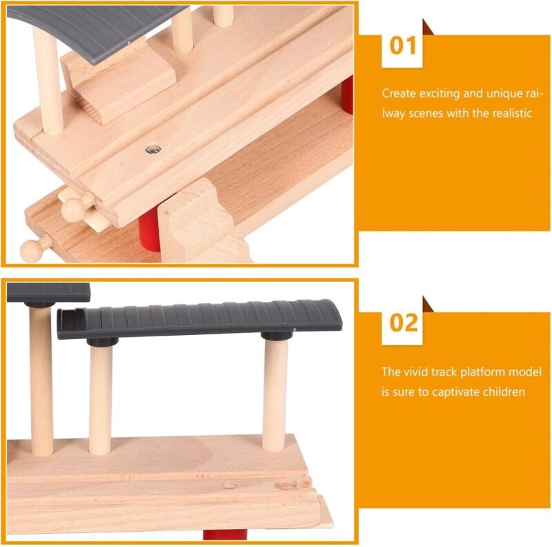 TOYANDONA Double-Deck Train Platform Toy for DIY Railway Scene Sturdy Track Accessory Interactive Educational Plaything for Boys and Girls Enhance Imagination and Fun - Image 3