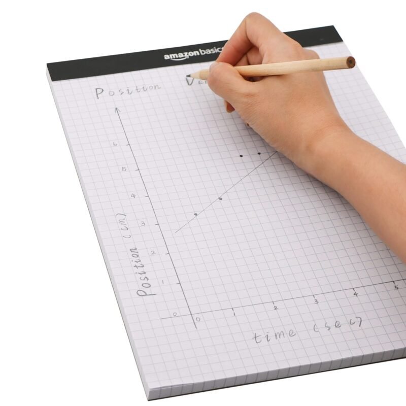 Amazon Basics Quad-Ruled Graph Paper Pad, Pack of 2, 8.5 Inch x 11.75 Inch, 100 Sheets/Pad, White - Image 2