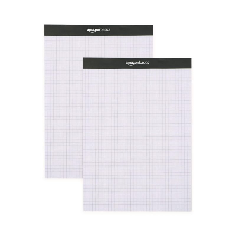 Amazon Basics Quad-Ruled Graph Paper Pad, Pack of 2, 8.5 Inch x 11.75 Inch, 100 Sheets/Pad, White - Image 6