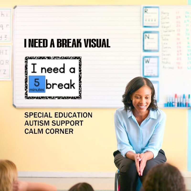 Calm Down Corner Supplies Classroom Special Education I Need a Break Visual Support Including Magnetic Break Card and Timer Visual Timer for Classroom Education Calming Corner Kit - Image 4