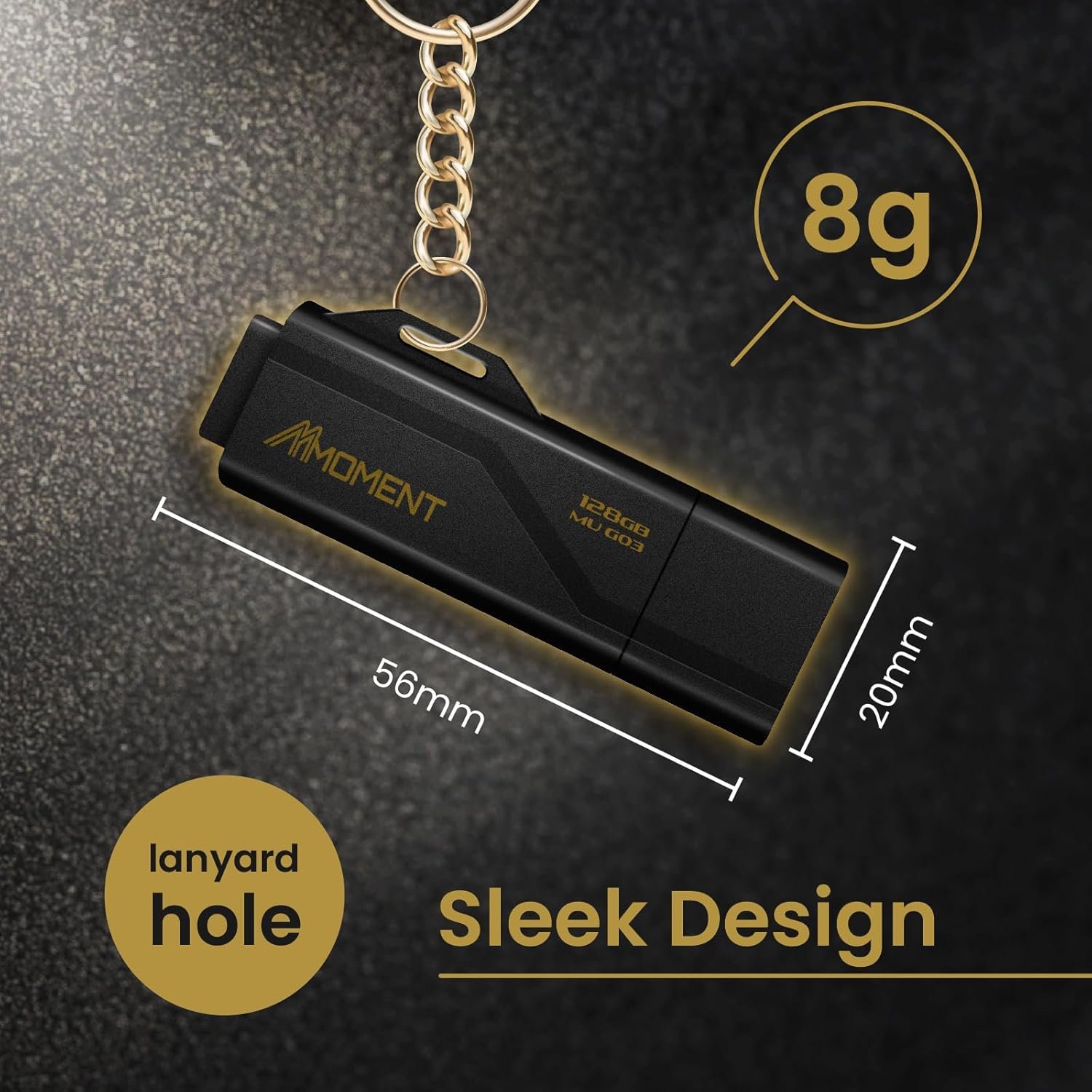 Moment 128GB (4 Pack) MU G03 USB Flash Drive 4-Pack – USB 3.2 Memory Stick with Protective Cap and Keychain Loop, Up to 100MB/s Read, 30MB/s Write – Plug & Play USB Drive for PC, Mac, TV, Car - Image 3