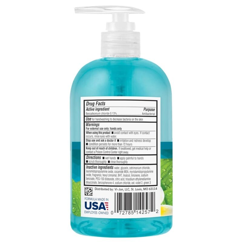 Germ-X Antibacterial Hand Soap, Moisturizing Liquid Hand Wash for Kitchen or Bathroom, pH Balanced & Dermatologist Tested, Back to School Supplies, Spring Rain, 12 oz Pump Bottle (Pack of 4) - Image 3