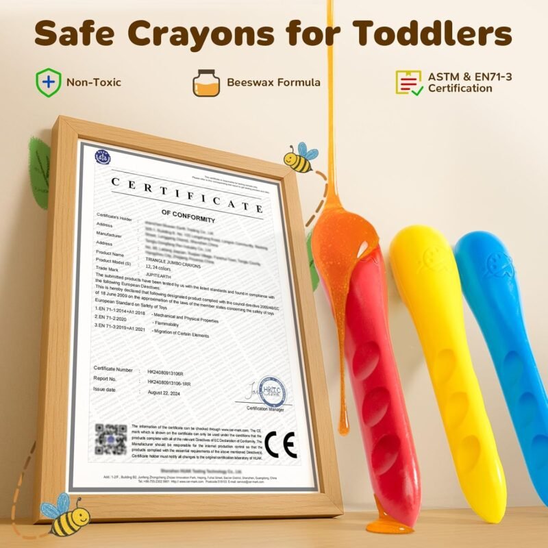 12 Colors Crayons for Kids Ages 4-8 with Coloring Book & Bonus Stickers, Non-Toxic & Washable Triangle Crayons for Toddlers 1-3, Fat Brain Toys for Art Supplies and Ideal Gifts for Kids - Image 3