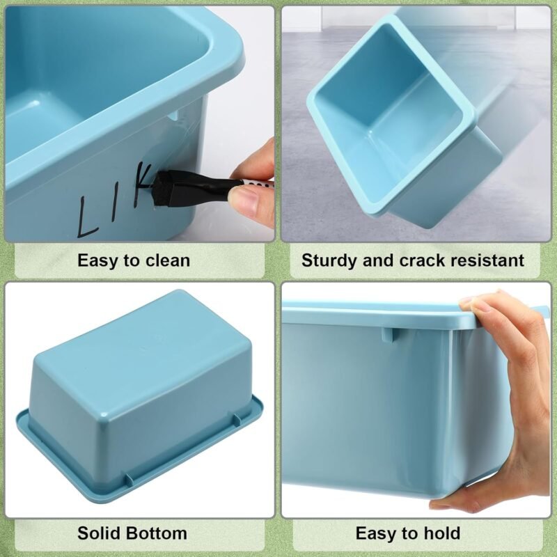 Thyle 24 Pieces 11.6 x 7.7 Inch 6 Colors Plastic Cubby Bins with Labels Classroom Stacking Bins Storage Container Organizer Storage Cubbies for Classroom Office (Retro Color) - Image 3