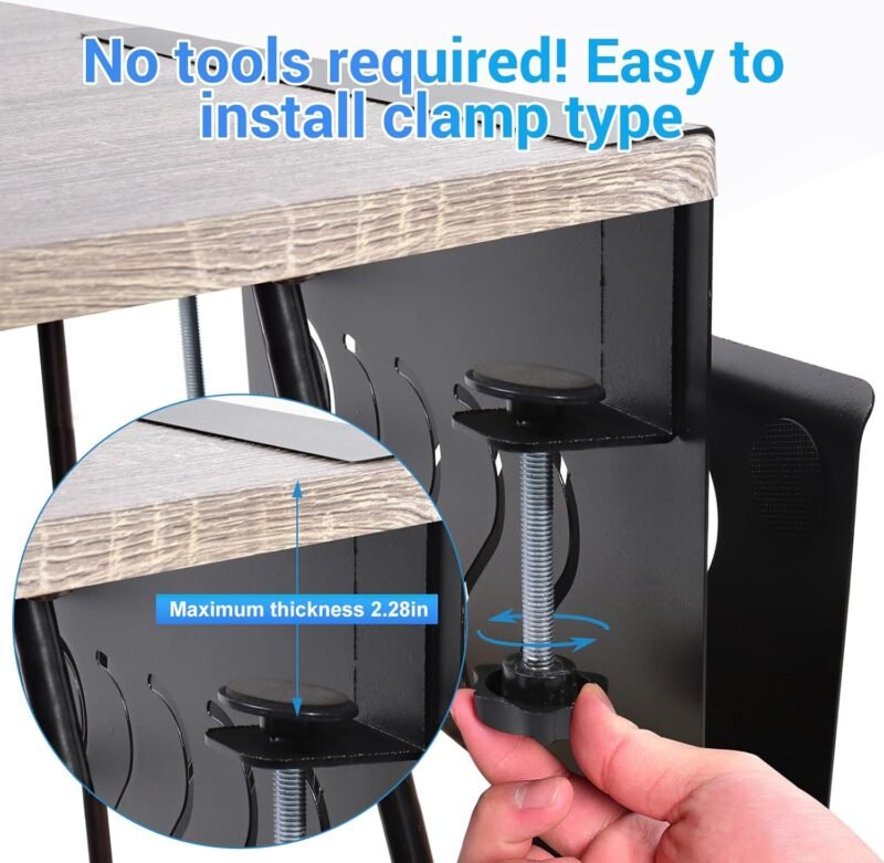 Side Desk Organizer, Clamp-On Side Desk Organization with Magnetic Pen Holder, Double Side Cooling Holes Design No Drill Hanging Heavy Duty Side Desk Laptop Holder for File OfficeLoad Capacity 22 Lbs - Image 4