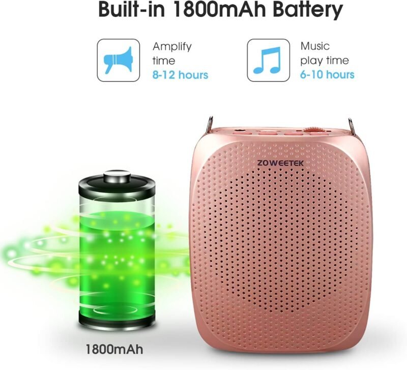 ZOWEETEK Voice Amplifier Microphone Headset for Teachers, Original Personal Voice Amplifier, Work of 12 hrs, Portable Speaker for Classroom, Speech, Tour Guide,Support MP3 Format Audio,Power Amplifier - Image 4