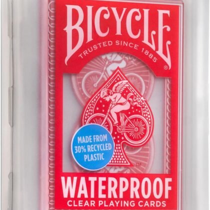 Bicycle Waterproof Red Playing Cards, Clear Plastic Playing Cards, Made from 30% Recycled Plastic, Perfect for Pool Games, Beach Trip, or Party Games