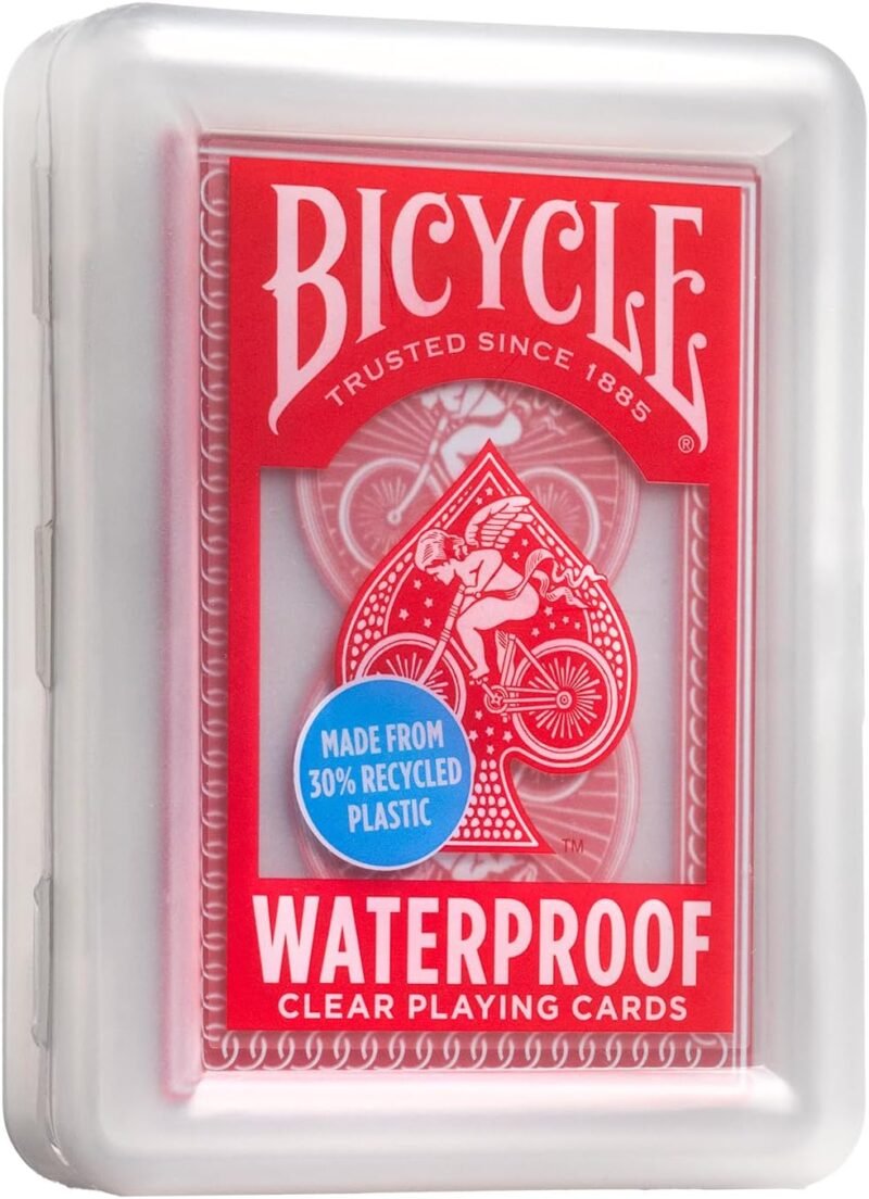 Bicycle Waterproof Red Playing Cards, Clear Plastic Playing Cards, Made from 30% Recycled Plastic, Perfect for Pool Games, Beach Trip, or Party Games