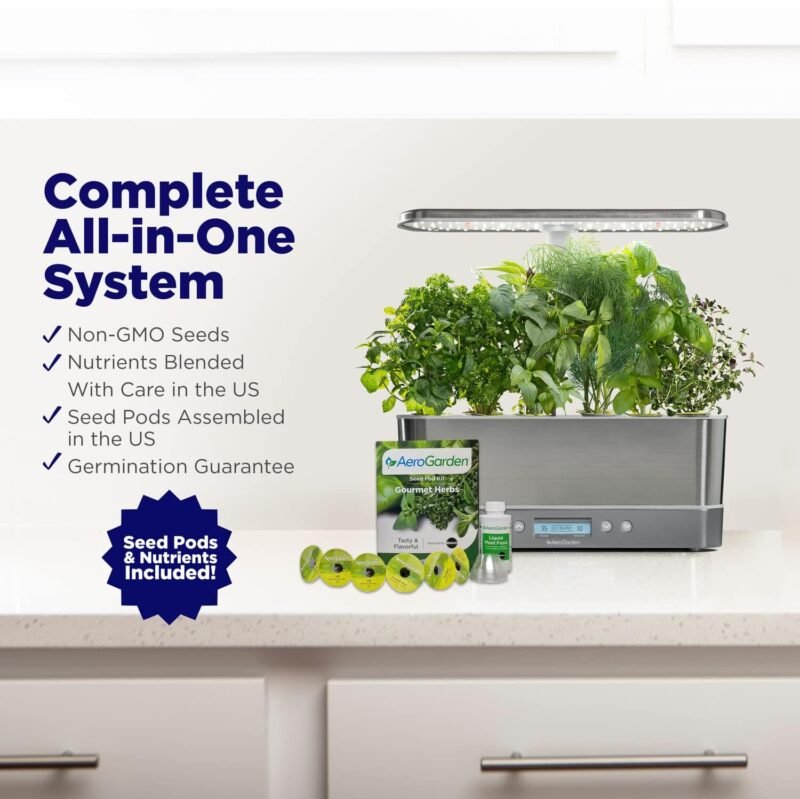 AeroGarden Harvest Elite Slim Indoor Garden Hydroponic System with LED Grow Light and Herb Kit, Holds up to 6 Pods, Platinum - Image 8