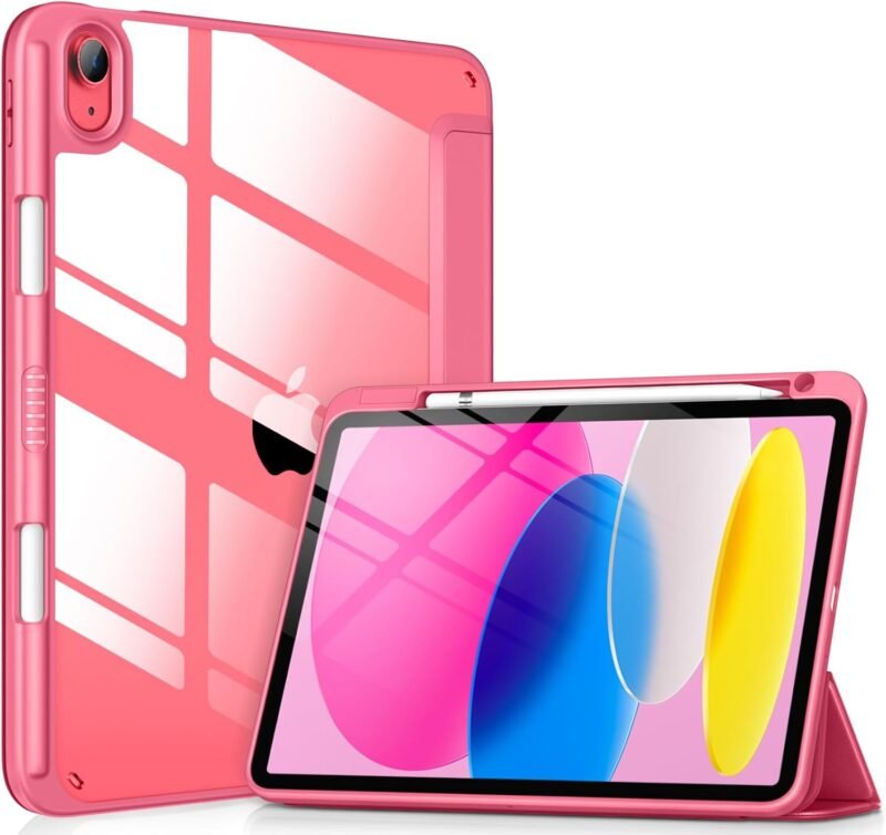 VIKESI Case for iPad (A16) 11-inch 2025 and iPad 10th Generation 10.9 Inch 2022, Clear Back and TPU Shockproof Frame Cover [Built-in Pencil Holder, Support Auto Sleep/Wake] - Watermelon