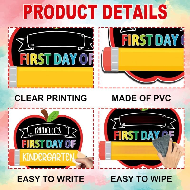 First and Last Day of School Chalkboard, 9.5"x11.8" Double Sided Pencil Back to School Sign for Kids Girls Boys Reusable 1st Day of Kindergarten Preschool Photo Props Sign - Image 6