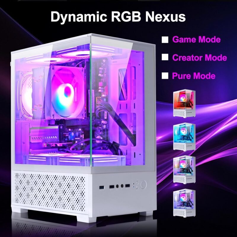 LXZ Desktop PC Computer AMD Ryzen 7-5700G 8 core 3.9GHz, 16G DDR4 RAM, 512GB NVME SSD, Tower Computer with Power Supply 400W for Home and Office (White) - Image 3