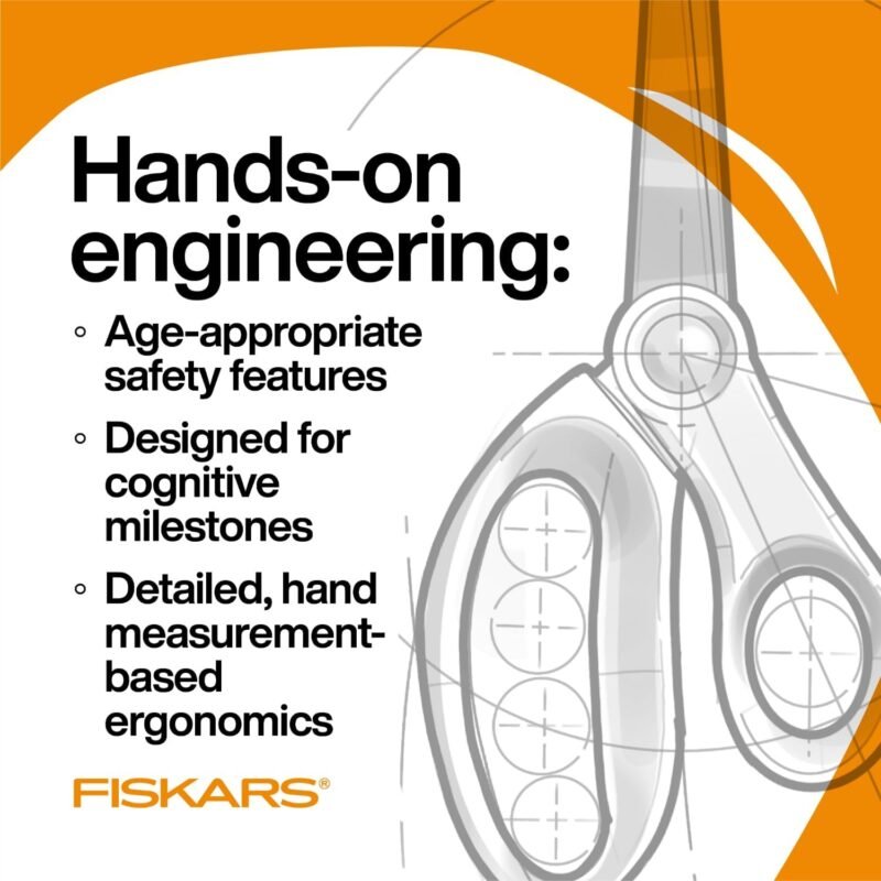 Fiskars 5" SoftGrip Blunt-Tip Scissors for Kids Ages 4-7 (3-Pack), Scissors for School or Crafting, Back to School Supplies, Blue, Purple, and Pink Designs - Image 3