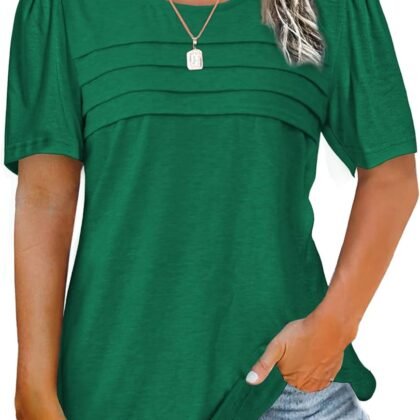 Womens Summer Tops Casual Short Sleeve Crew Neck Shirts Puff Sleeve Tshirts Loose Fit Tees
