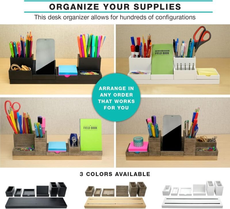Excello Global Products Magnetic Desk Organizer | 6 Removable Compartments for Pens, Pencils, Post-Its, Paperclips, Cell Phone and Office Supplies (Black) - Image 3