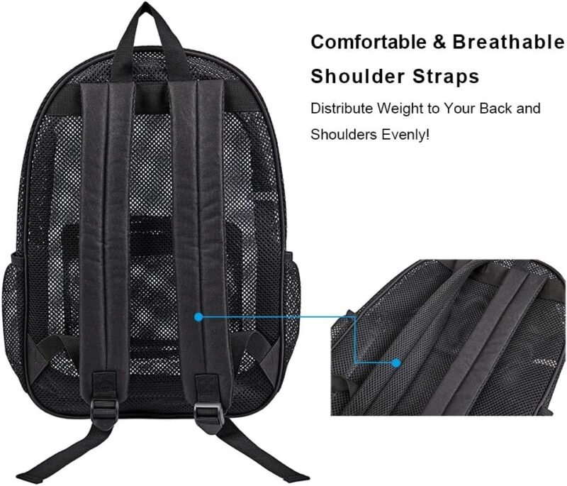 COVAX Heavy Duty Mesh Backpack, See Through College Backpack with Padded Shoulder Straps for Swimming, Outdoor Sports - Image 6
