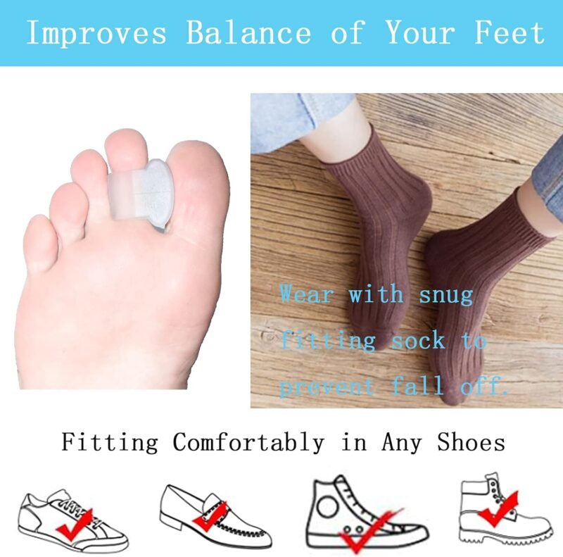 Pack of 12 Gel Toe Separator, (1/4" Thick) Big Toe Spacers, Single Loop Toe Spreader for Bunions, Overlapping Toe, Corrector and Spacer (Clear) - Image 6