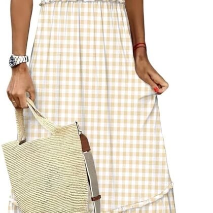 ANRABESS Womens Summer Sleeveless Maxi Dress Square Neck Smocked Boho Casual Ruffle Strap Flowy A-Line Long Beach Sundress