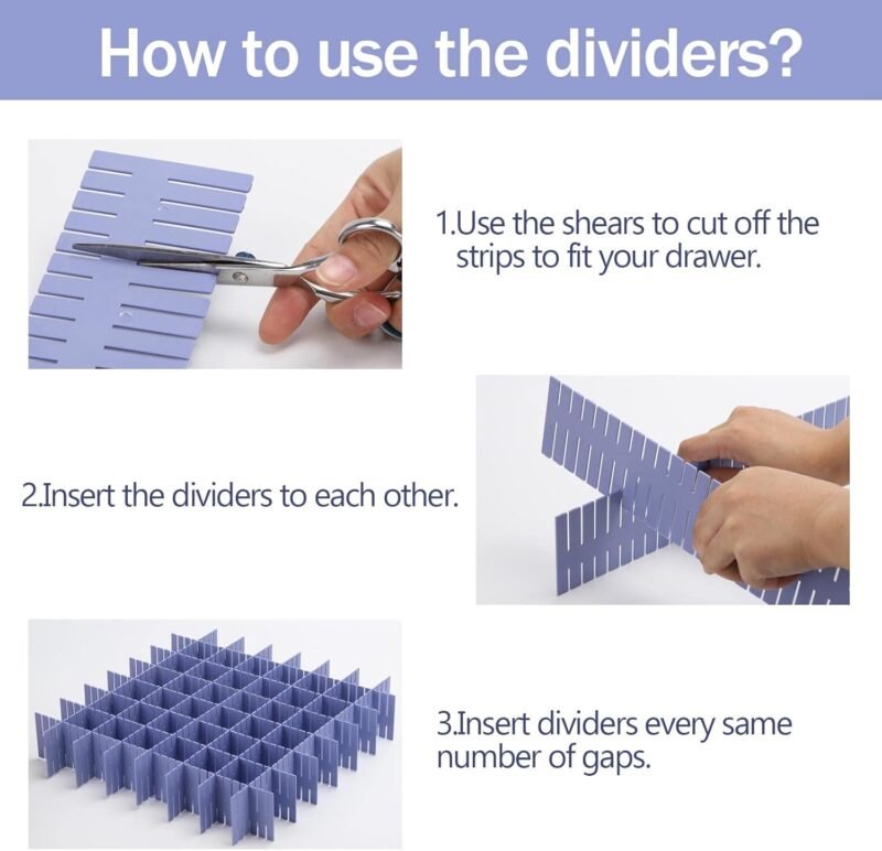 acDesign 40Pcs Grid Drawer Dividers, Adjustable Drawer Organizer for Socks, Underwear, Lingerie, Makeup, Bedroom Office Kitchen Storage (Blue) - Image 6