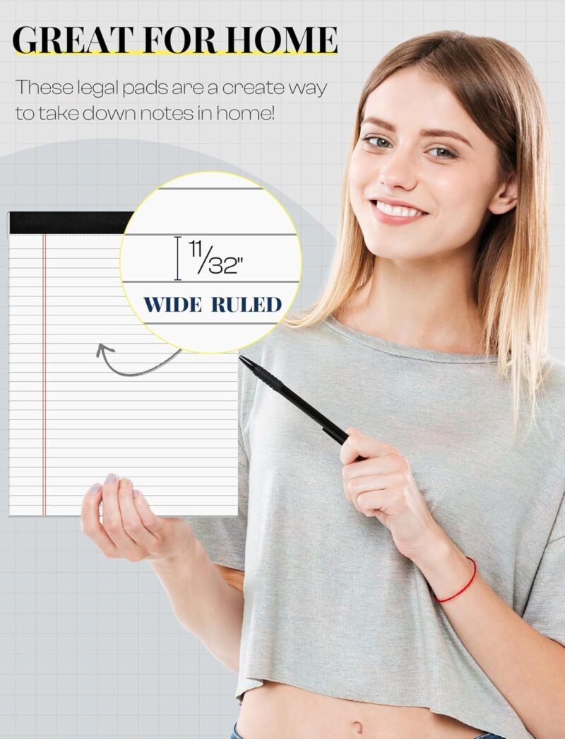 Legal Pads 8.5 x 11 White Note Pads 8.5 x 11 In 2 Pack Notepads 8.5 x 11 Writing Pads of Paper 8.5 x 11 Legal Notepads Wide Ruled White Lined Paper Pads 8.5 x 11 30 Sheets Per Legal Note Pads 8.5 x 11 - Image 3