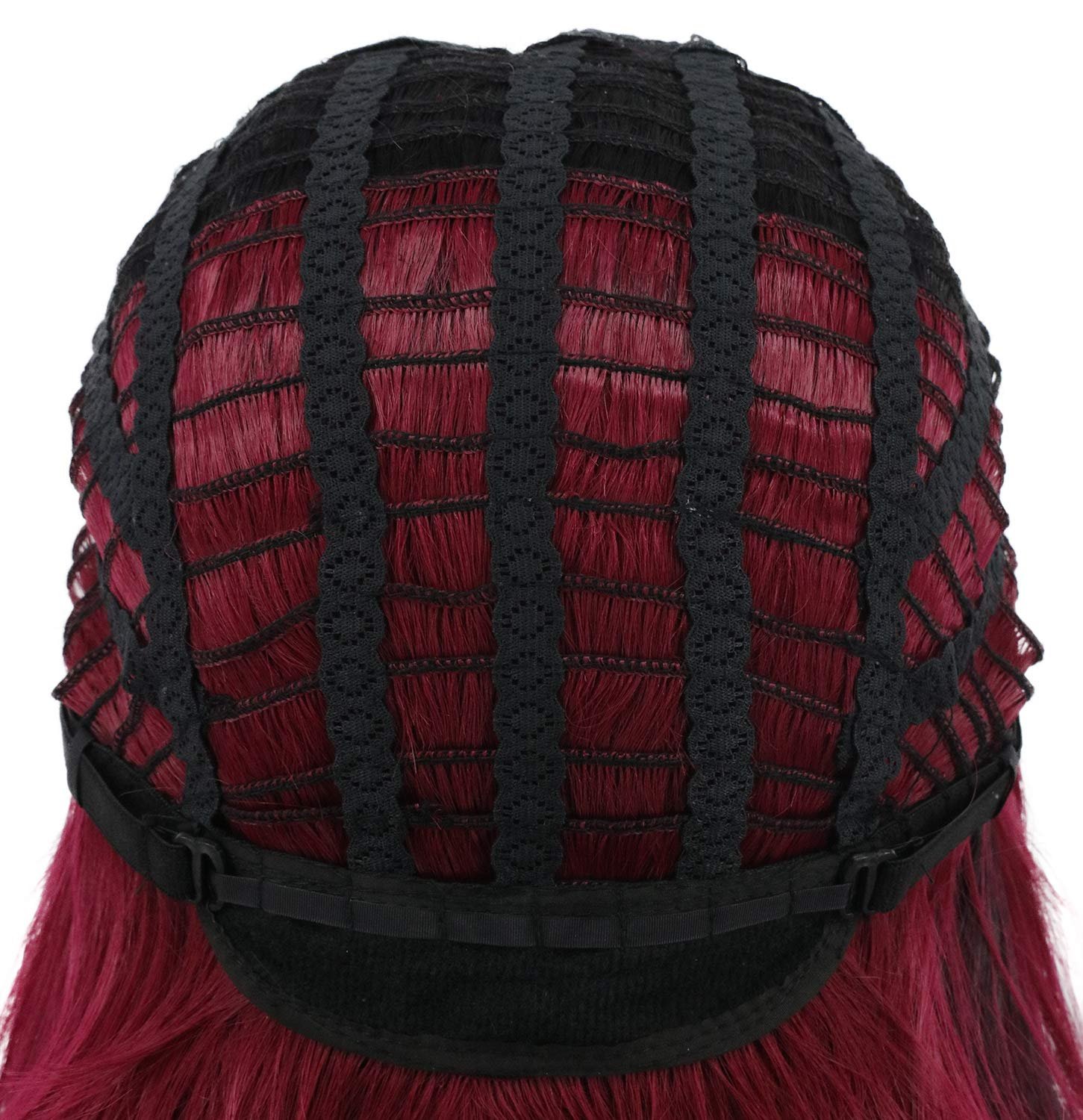 yuehong Long Wavy Two Tone Ombre Black Dark Red Women Wig Anime Cosplay Costume Wigs - Image 5