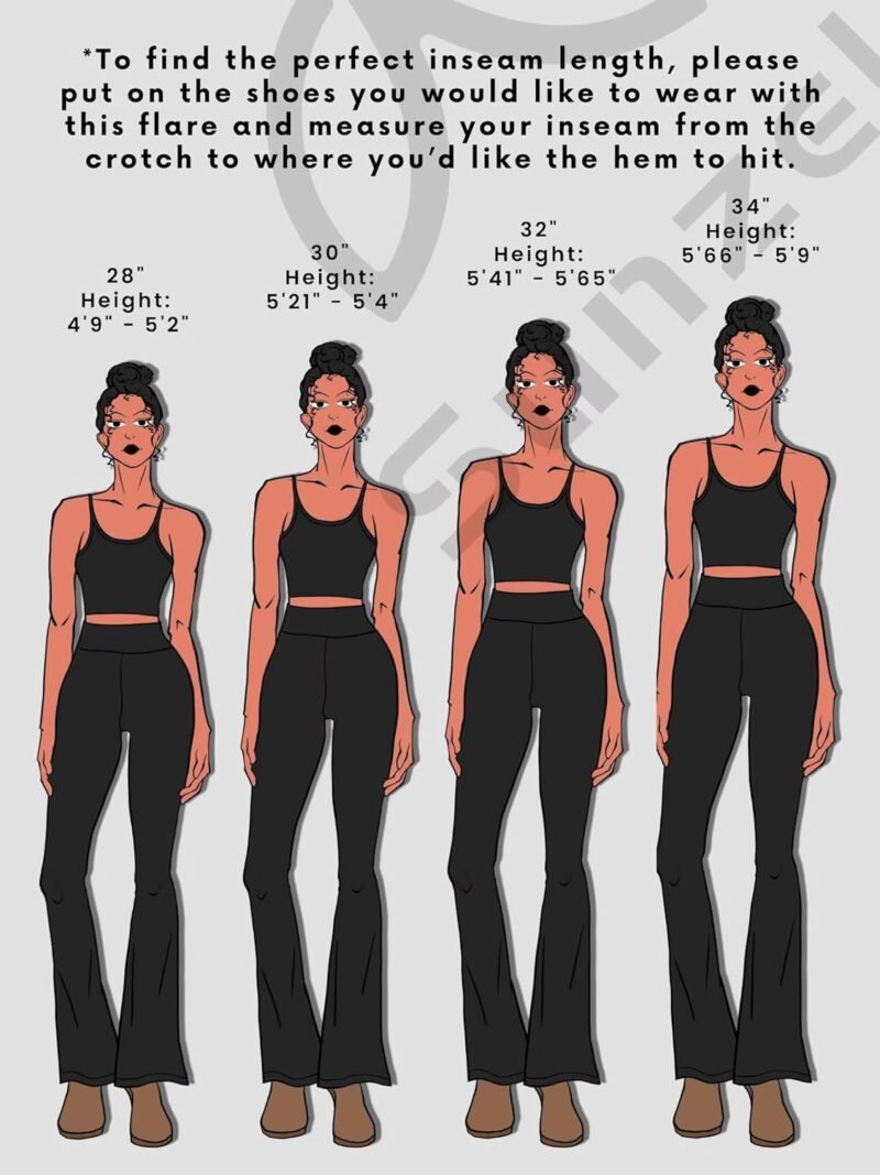 Sunzel Womens Flare Leggings No Front Seam Flare Yoga Pants with Tummy Control Crossover High Waist - 28" / 30" / 32" / 34" - Image 2