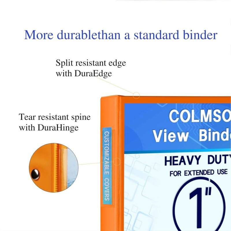 3 Ring Binders，1 Inch Binder, Round Ring Customizable Clearview Binder, for School, Home, Office, Pink, Blue, Green, Purple, Gray, Orange, 6Pack - Image 4