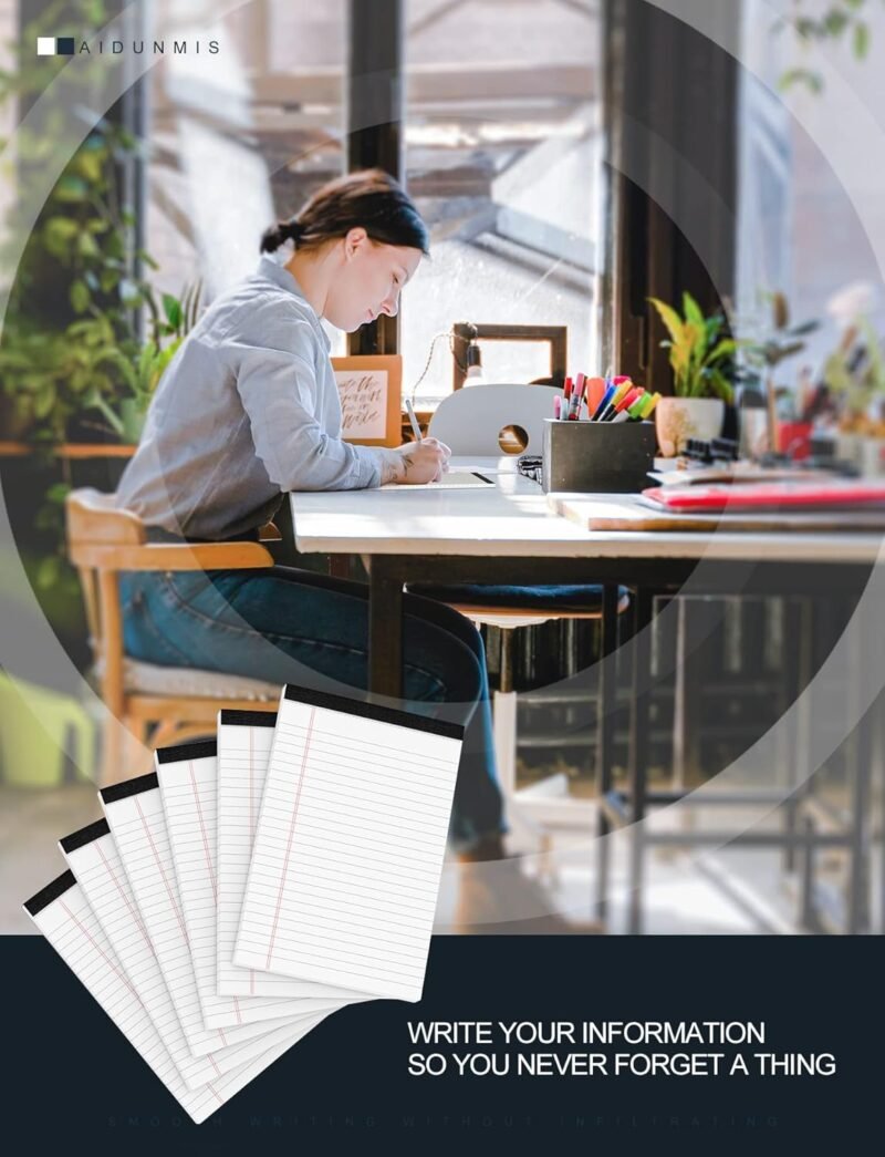 Legal Pads 5x8 Inch Writing Pads for Office Note Pads 5x8 for Work 80 GSM Paper College Ruled Legal Pad To Do List Notepad 30 Sheets 6 Pack Notebook Writing Pad Notepads for Grocery List Shopping List - Image 7