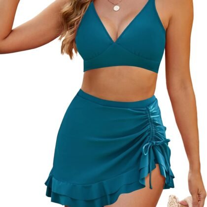 Blooming Jelly Women's High Waisted Bikini Sets Tummy Control Swim Skirt Two Piece Swim Suit 2025 Retro Swimsuit