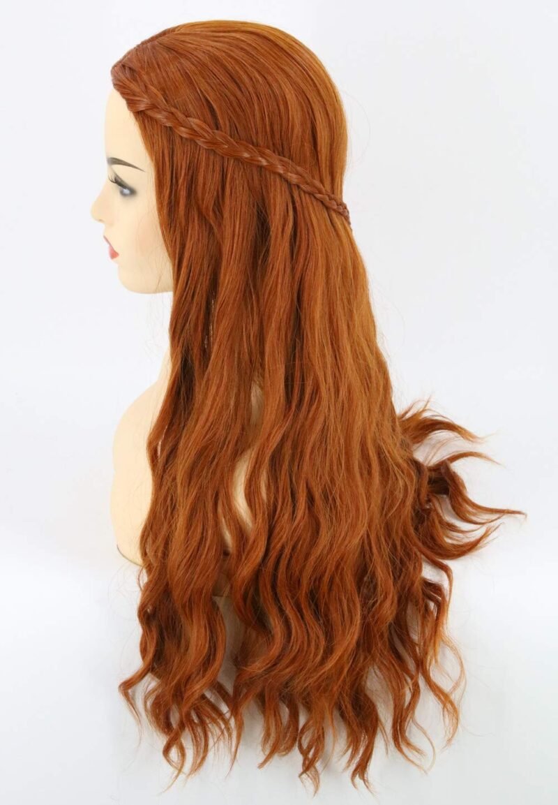 Women Wigs Long Curly Dark Red Ginger Cosplay Halloween Costume Wigs Auburn Brown wig - Image 3