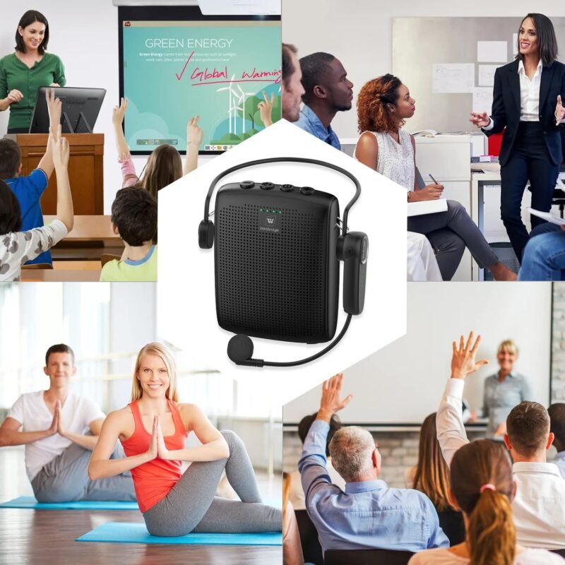 WinBridge Wireless Voice Amplifier for Teachers with Bluetooth Headset Microphone and Waistand, Bluetooth Voice Amplifier, Portable Meagaphone Speaker Mic, Back to Shool Supplies, 15W|1500mAh WB002 - Image 7